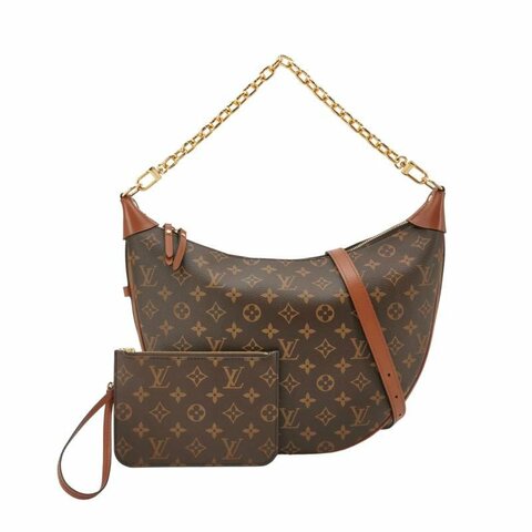 Louis Vuitton (LV) Loop牛皮Monogram印花子母包斜背包單肩包晶片款