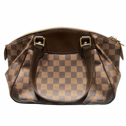 LOUIS VUITTON 路易威登 DAMIER EBENE VERONA PM 棕色 帆布 金釦