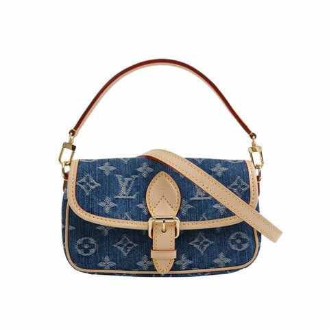 Louis Vuitton (LV) DianeNano帆布植鞣革拼色老花斜背包包肩包晶片款