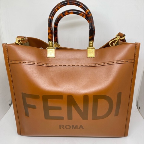 Fendi  /GooMorin Vintage 古髦寧  焦糖色sunshine全皮手提托特包 成色：98新
