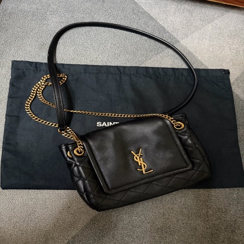 YSL Nolita黑金羊皮鏈包