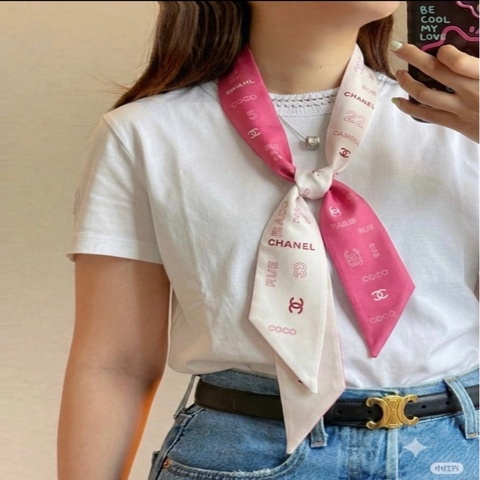 「M.Y精品」小香C_hanel 花朵 Twilly絲巾 髮帶 提把綁帶100%真絲
