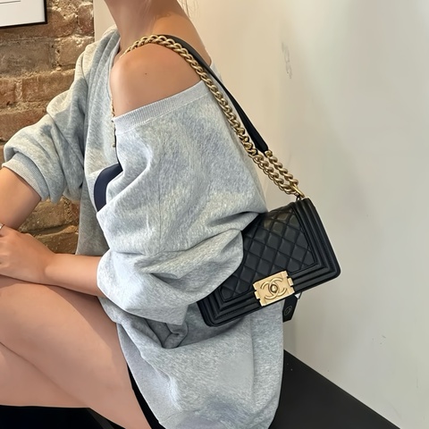 也太美了吧🖤🖤Chanel Le Boy 20黑金荔枝紋在這裡✨