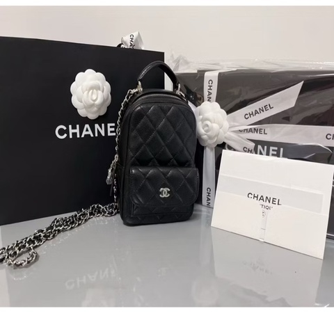 CHANEL 香奈兒 黑銀魚子醬 Mini Backpack 迷你後背包｜鏈帶小書包｜全配｜台灣專櫃購入