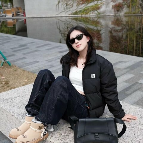 BALENCIAGA 黑色Downtown牛皮肩背斜背沙漏包 33*19*14cm 98新配件塵袋
