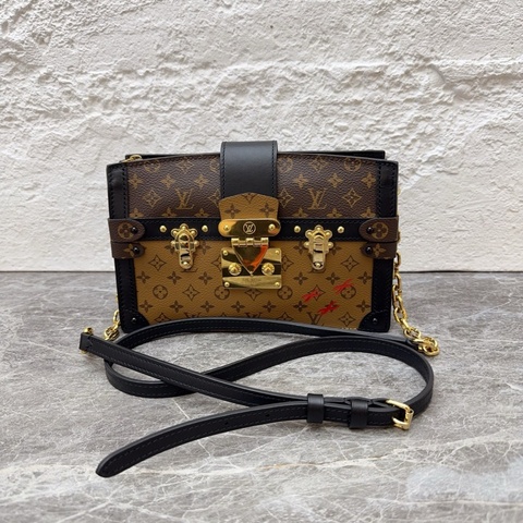 Louis Vuitton路易威登trunk clutch老花拼色軟盒子包芯片款 可單可斜挎 尺寸22*15*6.5cm 配件肩帶