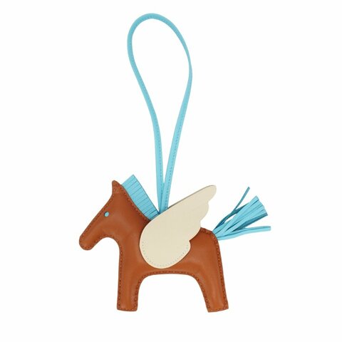 Hermes 展示品 Rodeo MM 飛馬吊飾(金棕/糖果藍/奶昔白)