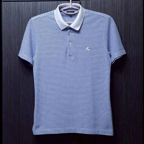 BURBERRY 博柏利 GOLF高爾夫球 燙印戰馬 男條紋短袖POLO衫3號