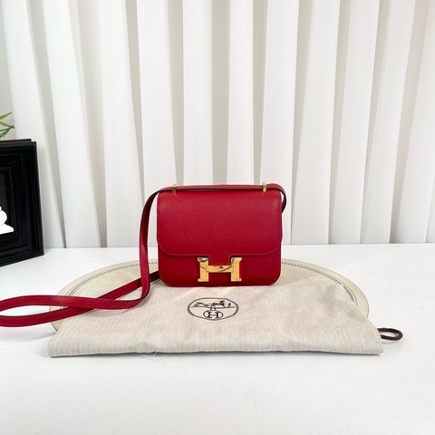 愛馬仕Hermes 98新 constance 康康19 紅色金扣 epsom皮