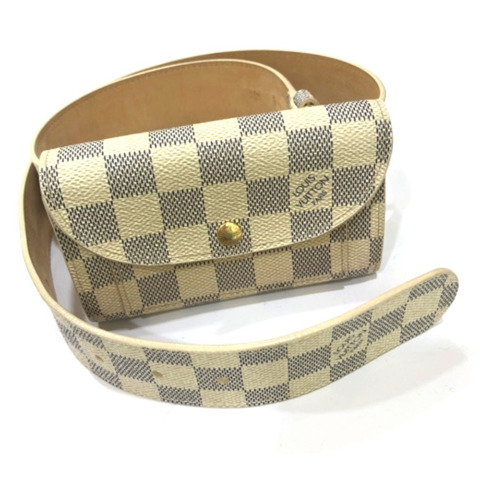 路易威登 M9835 Ceinture Pochette Solo 腰包，手提包，Damier Azur 帆布，男女通用，白色