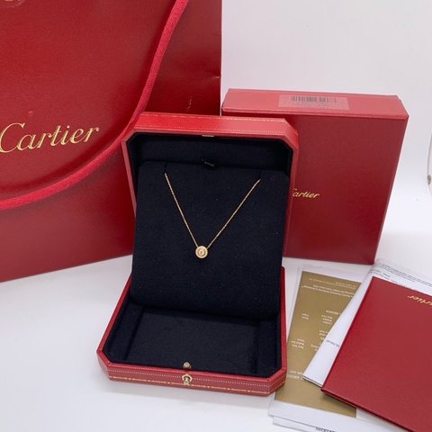 Cartier卡地亞玫瑰金滿鑽飛碟項鍊 主鑽0.18ct D色 vs1 外圈滿鑽鑲嵌