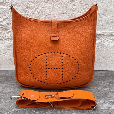 Hermes 愛馬仕evelyn29橙色銀扣X刻 配件肩帶尺寸29*30*8cm
