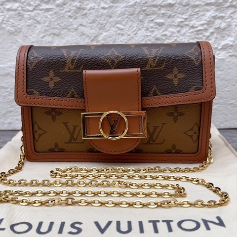 Louis Vuitton 路易威登 dauphine老花達芙妮woc 焦糖配色 芯片款 配件 塵袋 鏈條 尺寸18*12*5cm