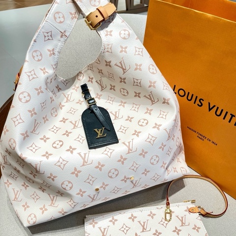 路易威登 LV 沙色老花atlantis大號 子母包菜籃子 手提包單肩包 芯片款
