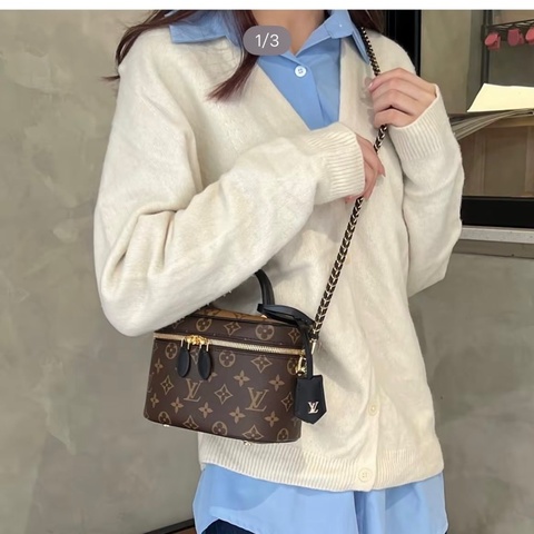 ❤️❤️98新 LV 路易威登 Vanity 百搭便攜老花鏈條手提單肩斜挎化妝包 /洗漱包 小號