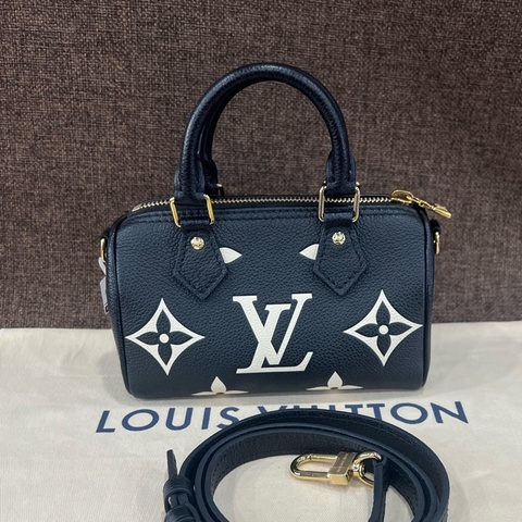 閒置未使用 Louis Vuitton 路易威登 speedy nano、黑白色全皮