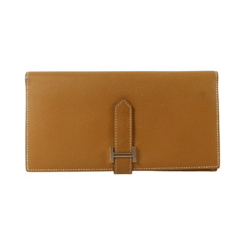 HERMES Epsom皮革Bearn Long Wallet銀扣長錢包Gold