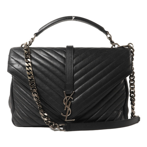 SAINT LAURENT 牛皮皮革College Large鏈帶手挽肩背兩用袋