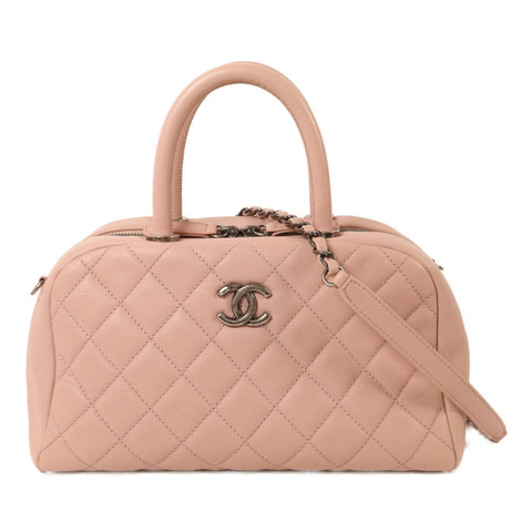 CHANEL 牛皮皮革Bowling Bag鏈帶手挽肩背兩用袋