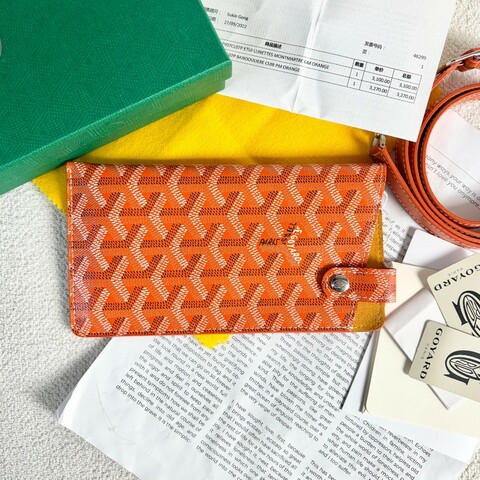 全新全套 Goyard 老花眼鏡包 橘紅色 可當手機包