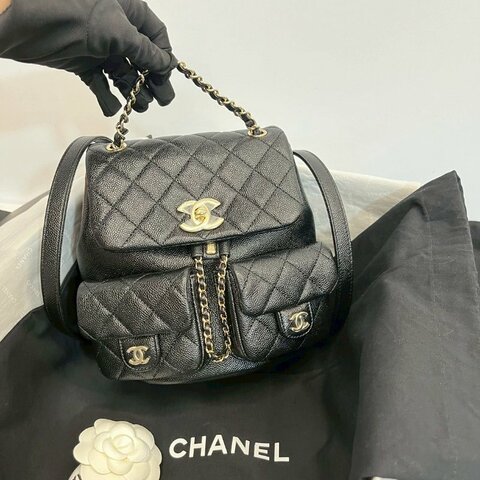 Chanel 小青蛙中號 黑金荔枝牛 晶片款 全新閒置 全配