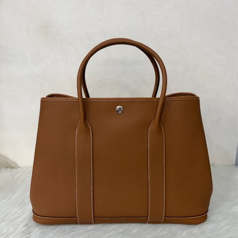 HERMES GARDEN PARTY GP 36 金棕色37荔枝皮 手提包肩背包購物包花園派對包