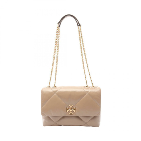 Tory Burch Kira 鏈條肩翻蓋包，皮革材質，米色，全新女士款