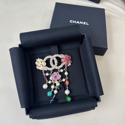 【近新閒置品】香奈兒 Chanel 20C高級手工坊雙C滿鑽胸針 琺瑯珍珠琉璃