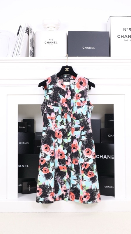 Chanel 97年秀款毛巾材质彩色涂鸦连衣裙