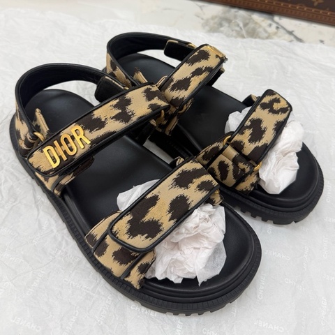 【近新閒置品】迪奧 Dior 豹紋字母涼鞋 36.5碼