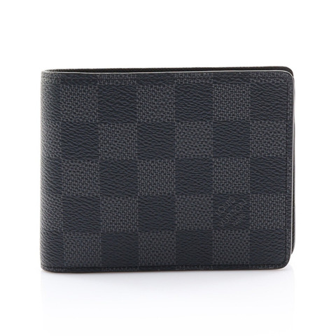 黑色 棋盤格帆布 Multiple 兩折短夾【LOUIS VUITTON LV 路易威登】 N62663