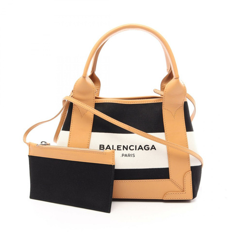BALENCIAGA 海軍藍 Cabas XS 單肩斜背包 390346 帆布皮革 二手