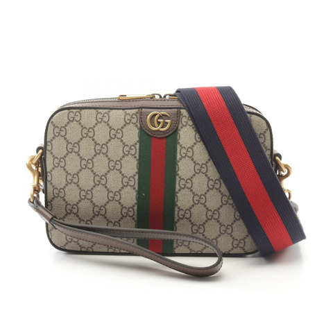 GUCCI GG Supreme Shelly Line 單肩包 6994399C2ST8920 PVC塗層帆布皮革 米棕色 全新 女士