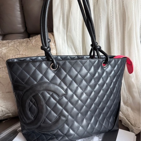 香奈兒 CHANEL 絕版 Cambon Ligne 康朋系列 托特包 中古包 黑色皮革 菜籃子 黑武士托特包