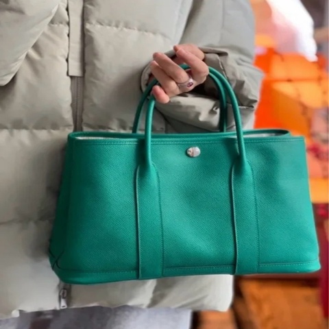 🐎Hermes愛馬仕｜帝王綠銀扣GardenParty Gp30花園包｜Epsom皮｜98新｜Z刻