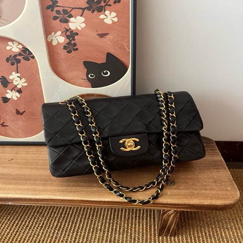 💎Chanel香奈兒｜黑金羊皮中古cf小號｜3開