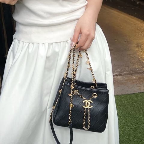 💎Chanel香奈兒｜黑金埃及系列mini水桶｜98新 28開 保卡✅