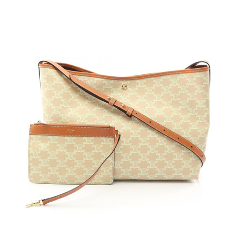CELINE Soft Shopper Triomphe 肩背包 123913D21GJQ4 帆布 米色 綠色 全新