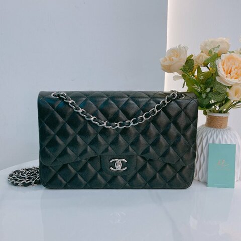 MS0784 Chanel 香奈兒 經典 翻蓋 大號 羊皮 黑色 銀扣 Classic Flap Jumbo 30cm Lambskin Black x PHW
