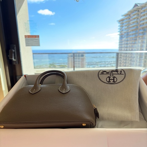 Hermes Mini Bolide 大象灰金釦