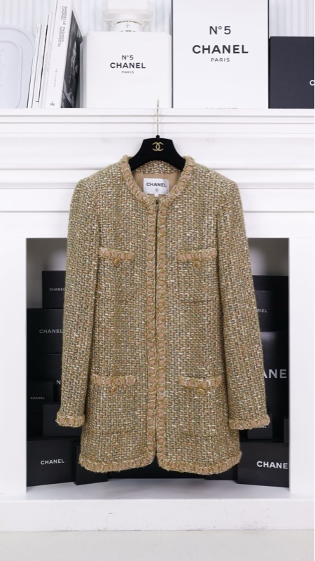 Chanel 16年罗马系列秀款金色粗花呢四口袋外套