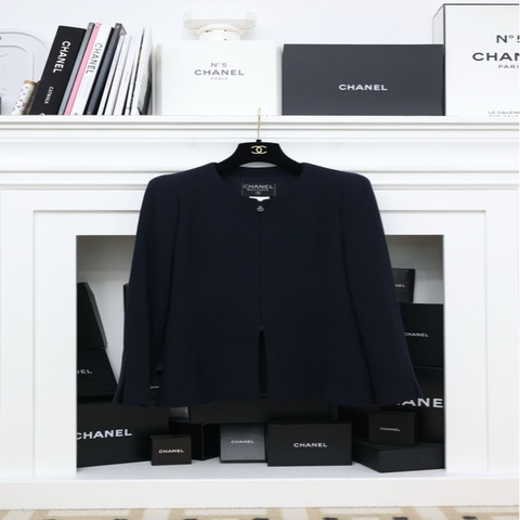 Chanel 97年藏青色圆领拉链上衣外套