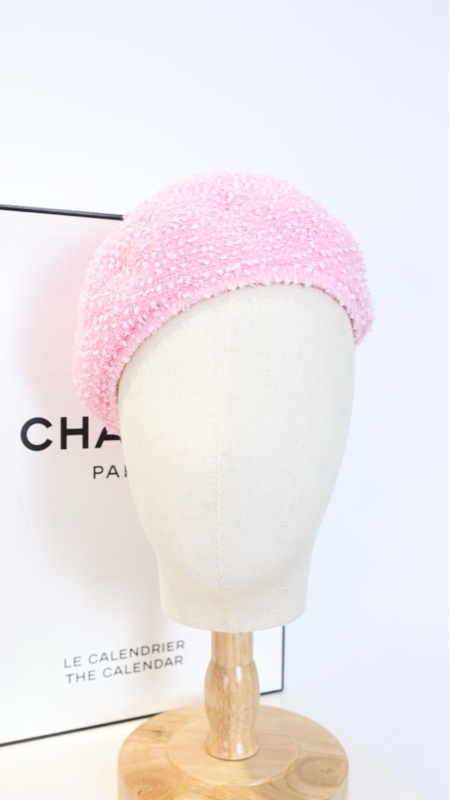 Chanel 19年邮轮系列粉色粗花呢贝雷帽