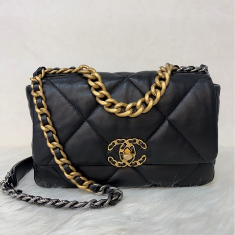 CHANEL AS1160 黑色 亮面小羊皮 羊皮 金鍊 銀鍊 手提包 斜背包 19 口蓋包