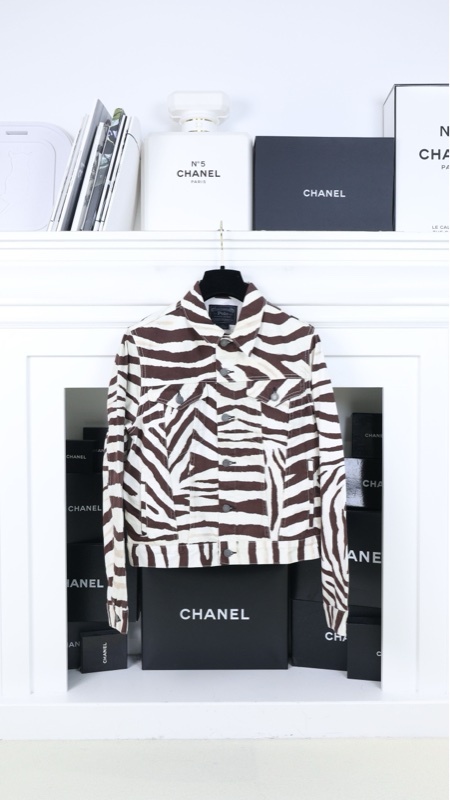 Ralph Lauren棕色斑马条纹牛仔布上衣夹克外套