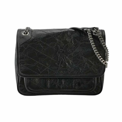 Saint Laurent Niki小號油蠟皮純色V紋YSL標誌單肩包