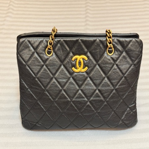Chanel GST 17開限定款機場包/黑金牛皮托特包