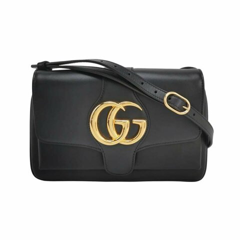 Gucci Arli小號牛皮純色雙G標誌斜背包