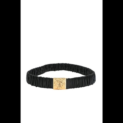 Chanel 22A高级手工坊狮头扣褶皱皮革腰带