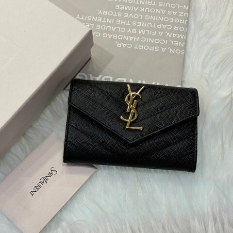 YSL  釦式零錢卡包黑金